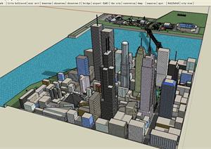 某现代风格城市规划滨水城市设计SU(草图大师)模型