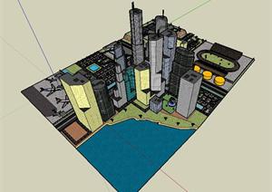 某现代风格城市规划方案设计SU(草图大师)模型