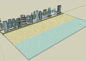 某现代风格城市综合体建筑方案设计SU(草图大师)模型