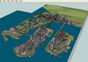 某市滨海建筑规划设计SU(草图大师)模型