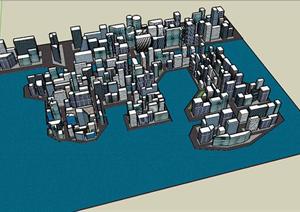 某个现代风格城市规划方案设计SU(草图大师)模型素材