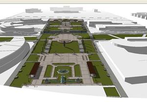 某现代风格阶梯广场景观方案设计SU(草图大师)模型