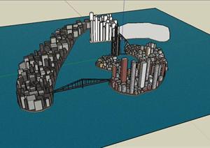 某现代风格城市规划设计方案SU(草图大师)模型素材