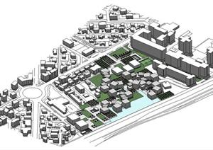 某市商业综合体建筑规划SU(草图大师)模型