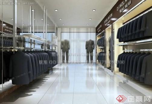 一个现代风格服装店展示空间3D模型