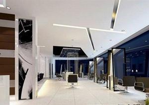 某现代风格休闲发廊会所室内设计方案3DMAX模型