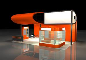 某现代风格展览厅展览会展台设计3DMAX模型