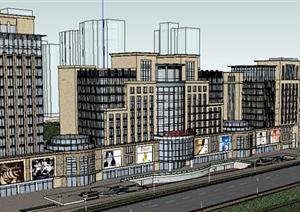 某新古典办公楼、商业街建筑设计方案SU(草图大师)模型