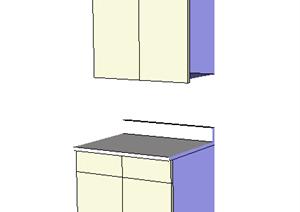 某厨房现代餐柜设计方案SU(草图大师) 模型