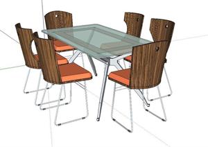 一套餐厅餐桌椅SU(草图大师)模型素材