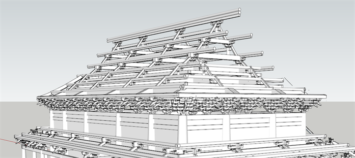 一个别墅建筑屋面斗拱SU模型