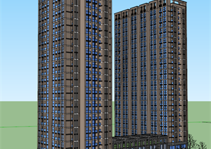 某现代风格商住公寓建筑方案设计SU(草图大师)模型