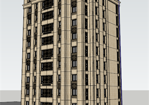 某欧式风格公寓楼建筑方案设计SU(草图大师)模型