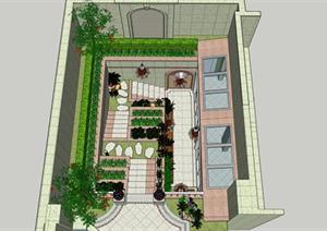 某欧式风格下沉式花园庭院景观设计SU(草图大师)模型