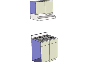 现代风格厨具方案设计SU(草图大师)模型素材