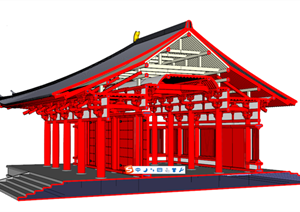 一个古典中式风格寺庙建筑SU(草图大师)模型