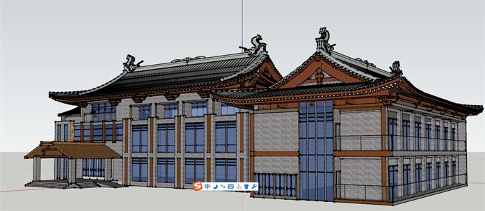 一个古典中式风格会所建筑设计SU模型(2)