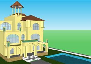 某欧式别墅建筑方案设计SU(草图大师)模型素材