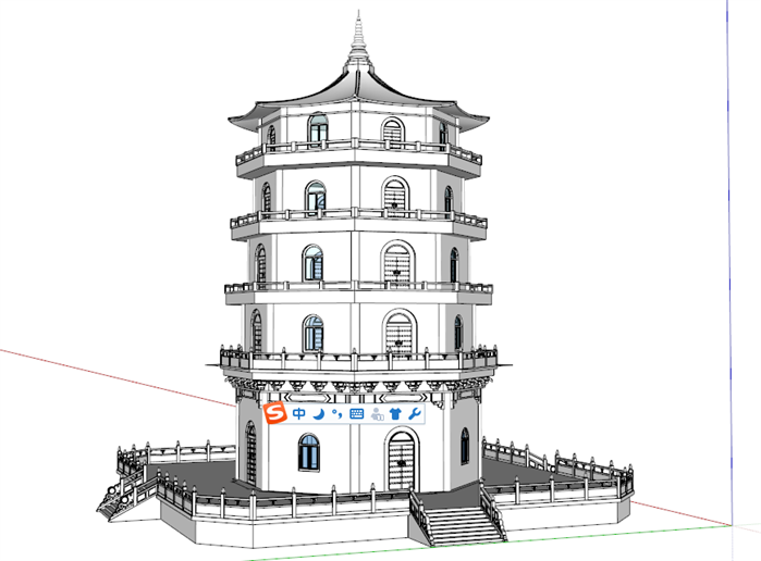 园林景观之古典中式塔设计方案su模型(1)