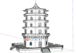 园林景观之古典中式塔设计方案SU(草图大师)模型