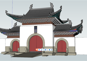 某寺院大门设计方案SU(草图大师)模型