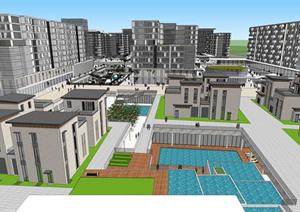 上海某现代商业住宅小区建筑设计方案SU(草图大师)模型