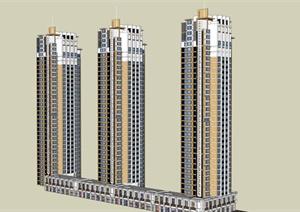 某现代风格商业住宅建筑方案设计SU(草图大师)模型