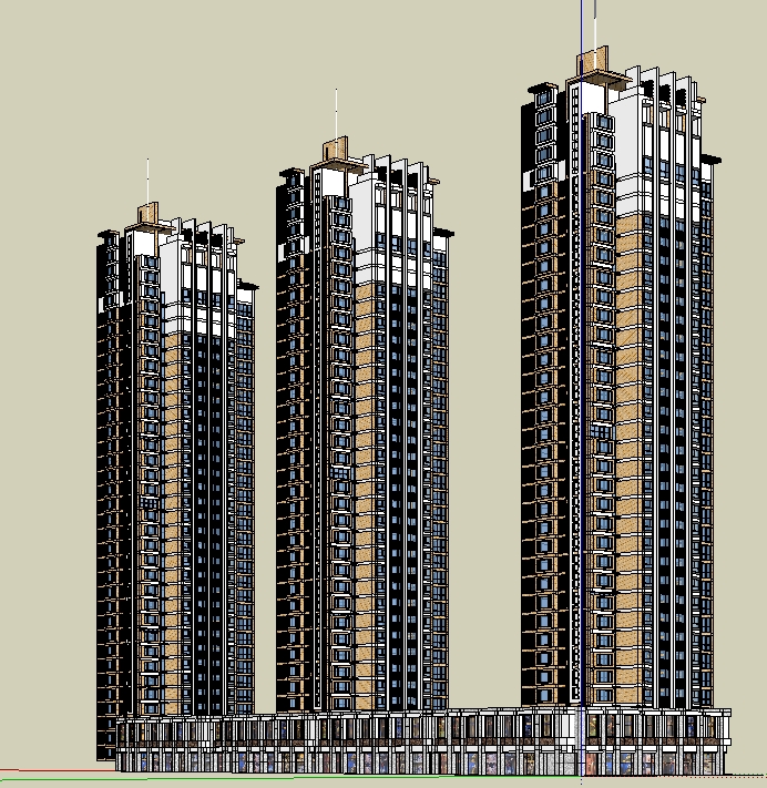 某现代风格商业住宅建筑方案设计SU模型