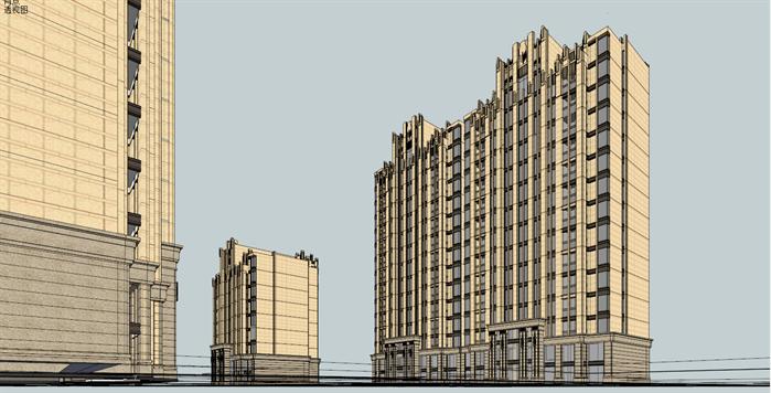 某新古典综合商住建筑设计方案SU模型(1)