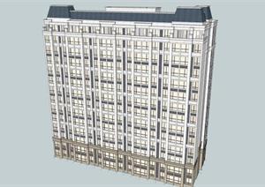 某简欧式住宅楼建筑设计方案SU(草图大师)模型