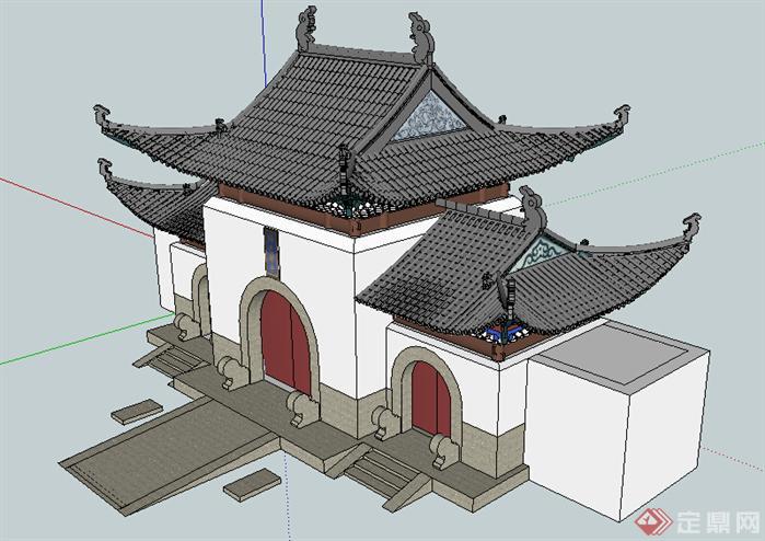 某寺院大门设计方案su模型(2)