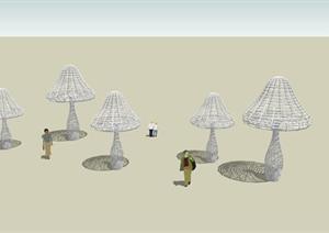 园林景观之蘑菇小品设计方案SU(草图大师)模型