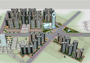 某现代城市规划设计方案SU(草图大师)模型3