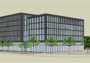 某行政办公中心及住宅建筑设计方案SU(草图大师)模型