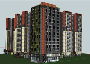 某现代风格住宅及办公楼建筑设计方案SU(草图大师)模型