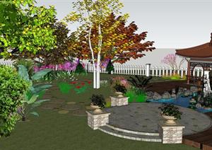 某现代风格庭院花园景亭景观方案设计SU(草图大师)模型