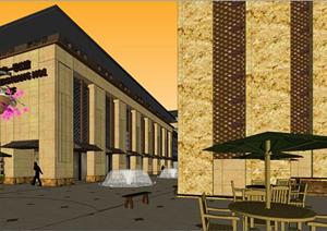 某新古典风格商业售楼部会所建筑方案设计SU(草图大师)模型
