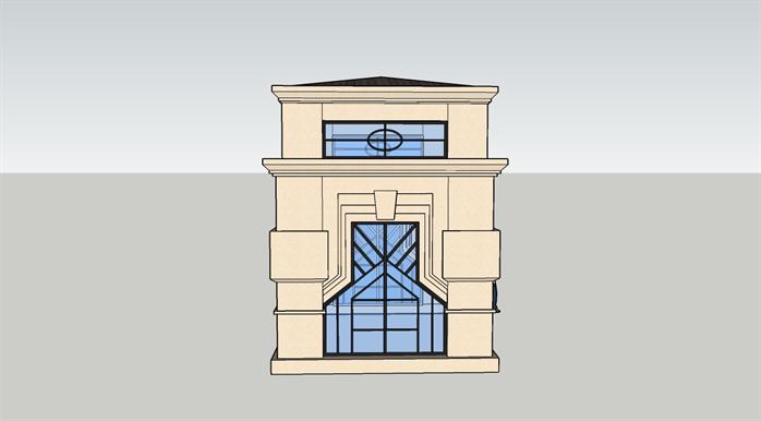 一个景观门卫建筑SU设计模型（3)