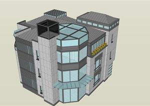 某现代中型办公会所建筑设计SU(草图大师)模型