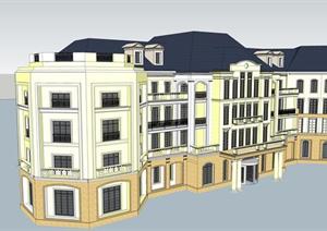 某欧式风格宾馆酒店建筑方案设计SU(草图大师)模型