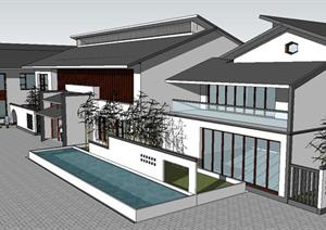 一个中式民俗博物馆建筑SU(草图大师)设计模型