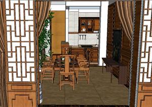 某中式风格住宅室内装饰SU(草图大师)设计模型（2）