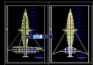 某现代观光塔建筑设计方案（dwg格式）