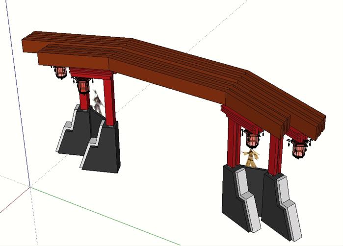 园林景观之新中式牌坊大门设计方案SU模型(2)