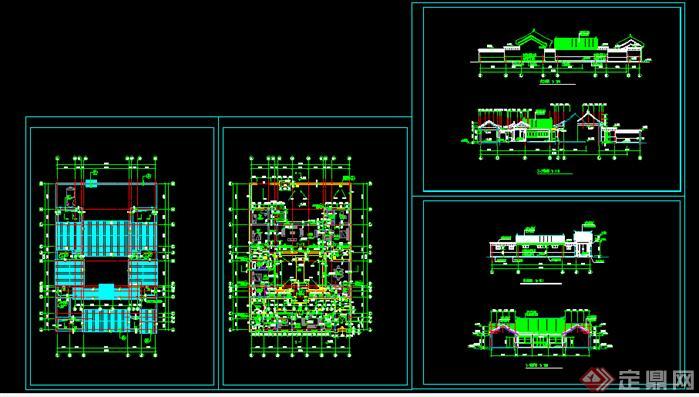 某现代中式四合院住宅建筑设计方案(dwg格式）(2)