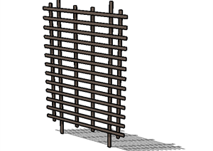 某现代风格花园木质围墙SU(草图大师)模型设计