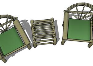 一套木质桌椅SU(草图大师)设计模型素材