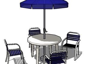 一套景观伞桌椅SU(草图大师)模型素材