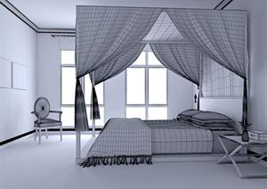 某简欧风格室内卧室设计方案3DMAX模型（含效果图）