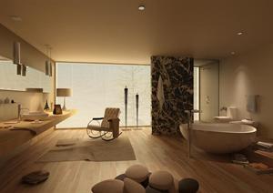 某现代酒店室内装饰浴室设计方案3Dmax模型与效果图